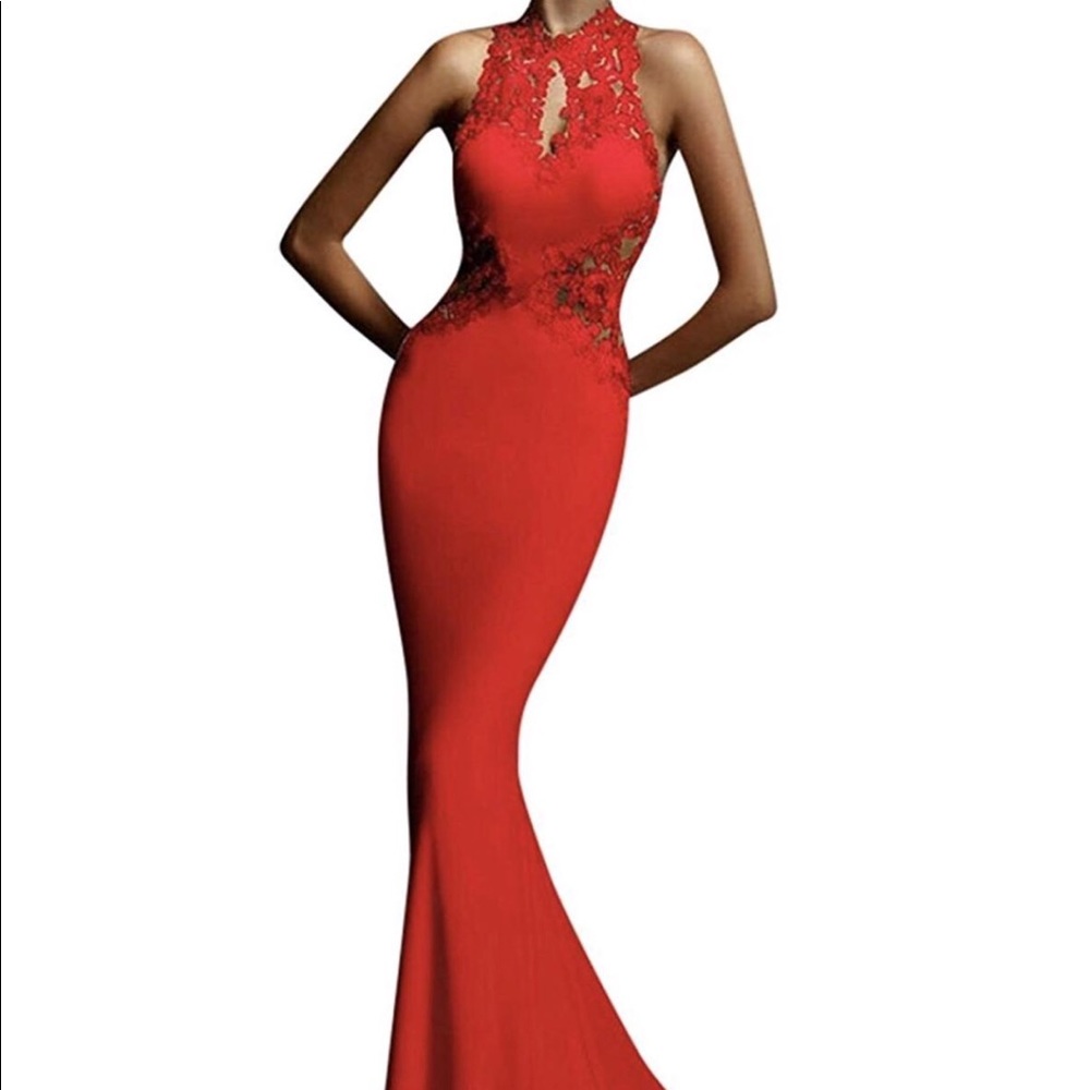 Red ball gown